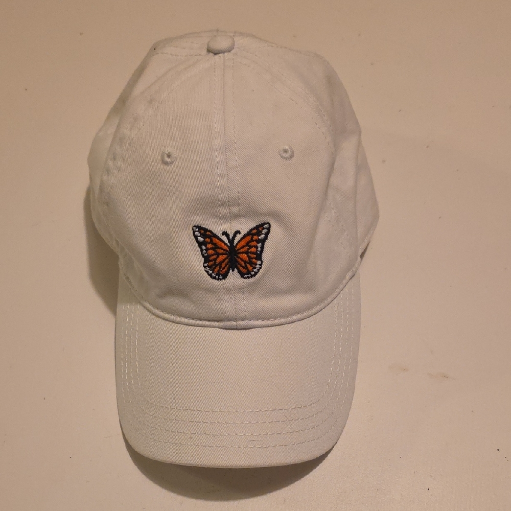 American Eagle White Cap with Butterfly Embroidery